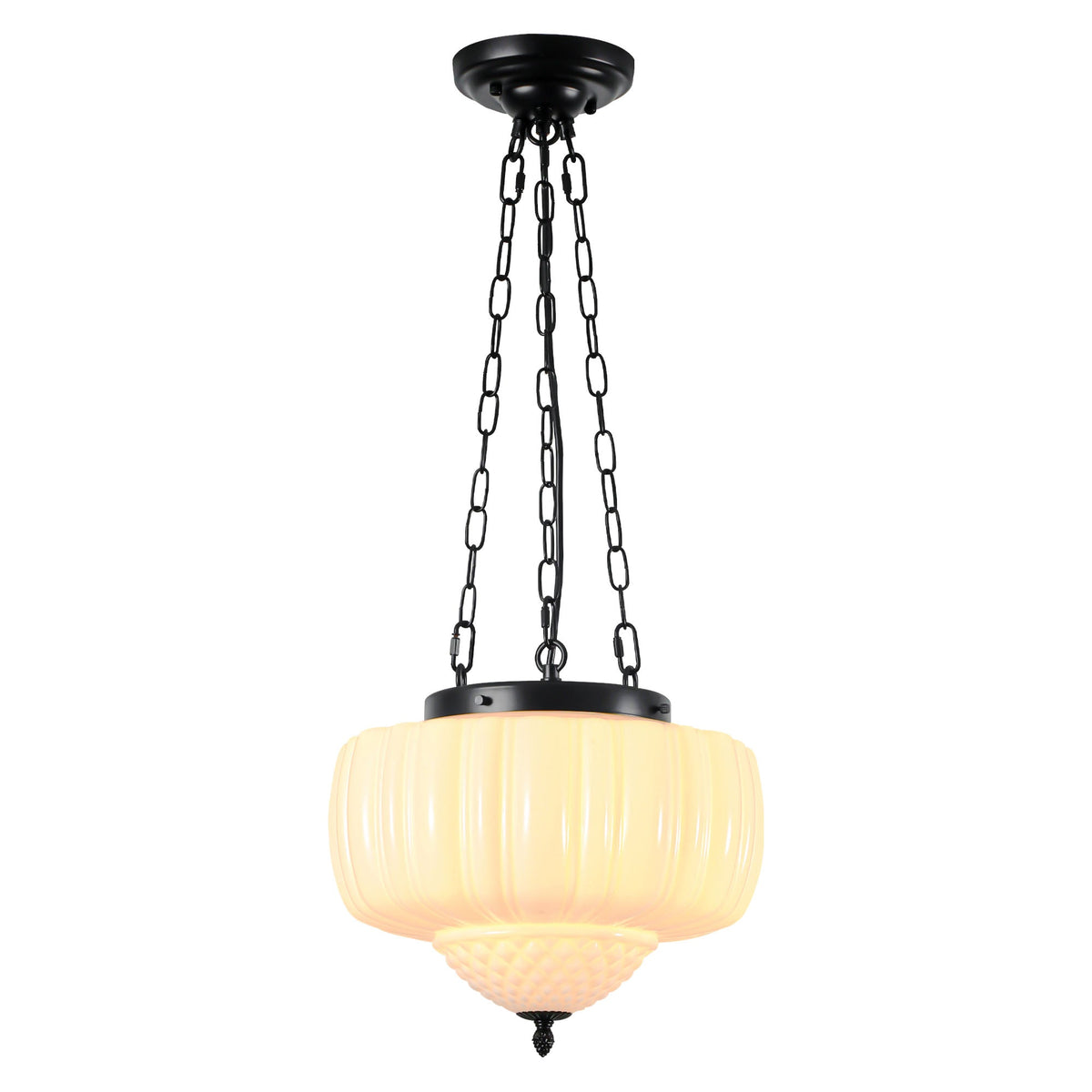Fluted Milk Glass Pendant Light