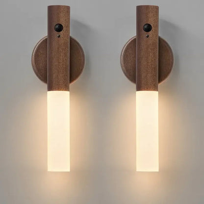Oakmira Minimalist Wood Motion Sensor Wall Light