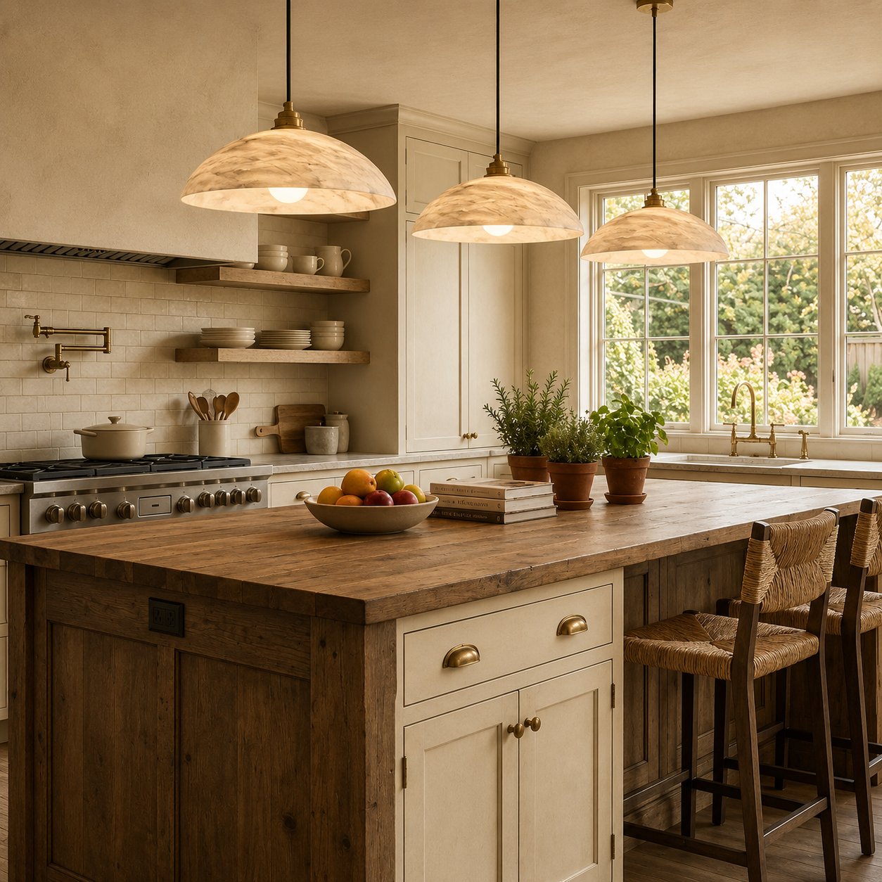 Alabaster Dome Pendant Light