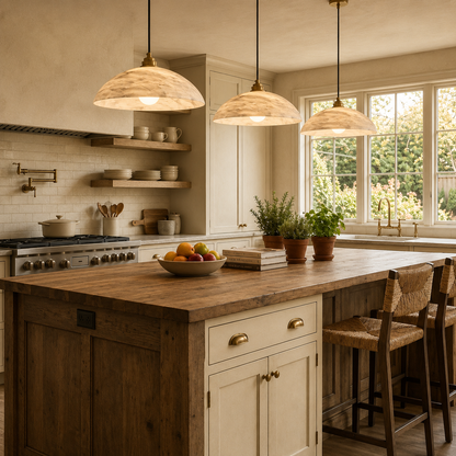 Alabaster Dome Pendant Light