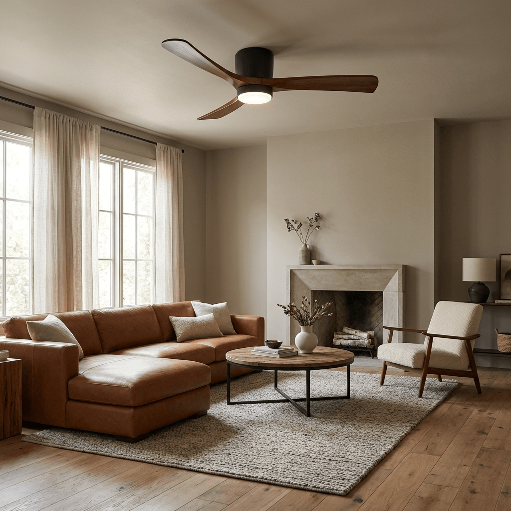 Sycamore Wood Flush Ceiling Fan