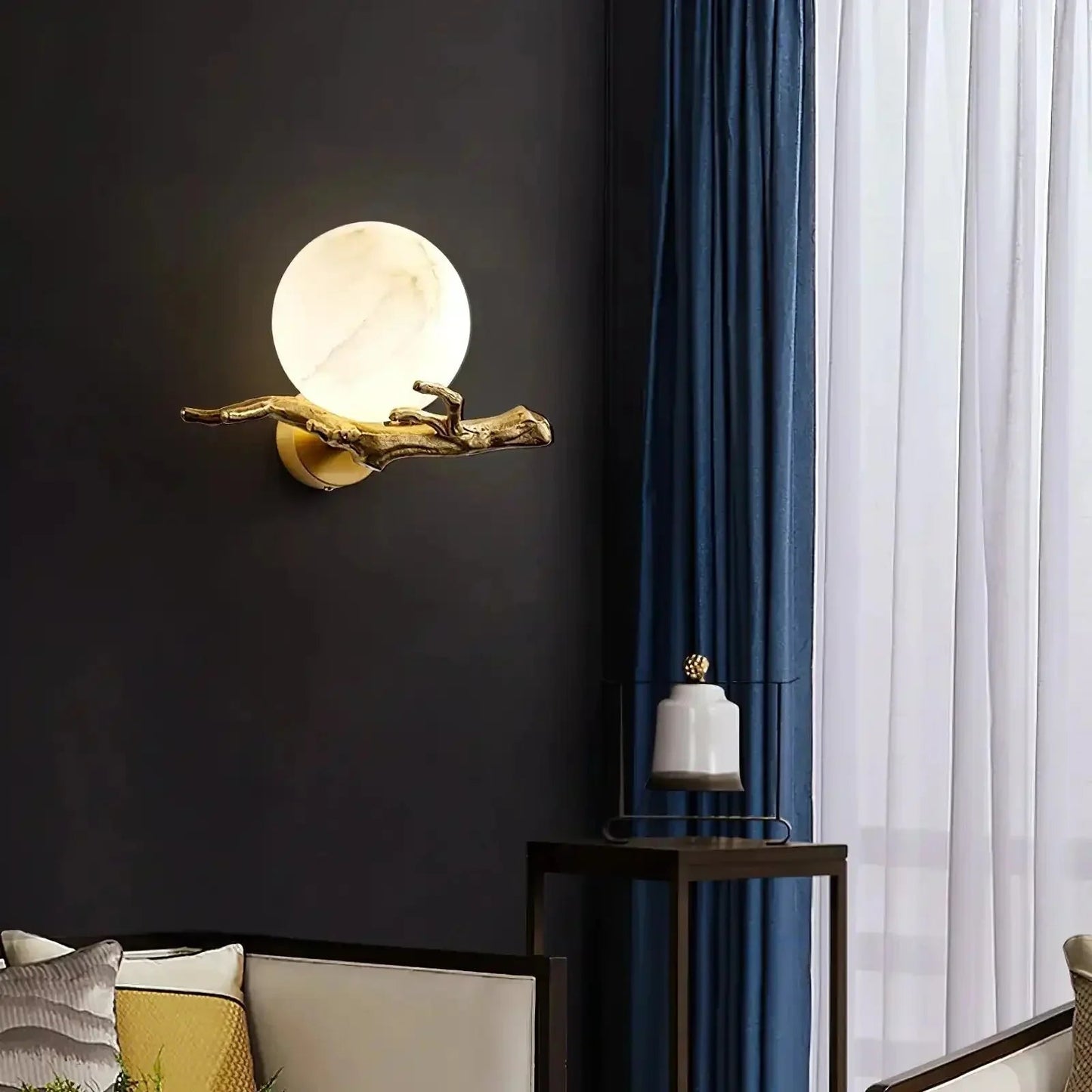Brass Branch Alabaster Wall Light