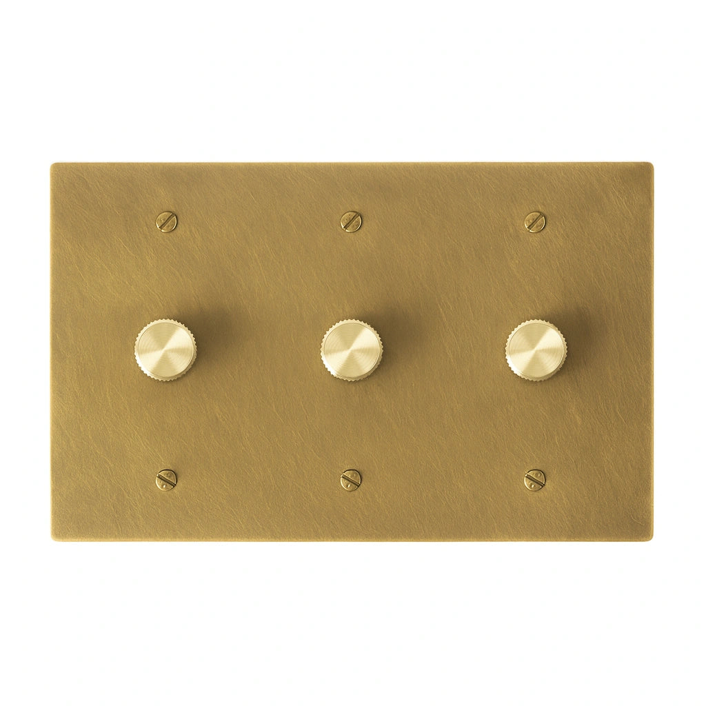 Faylore Vintage Brass 3-Gang Rotary Dimmer Switch