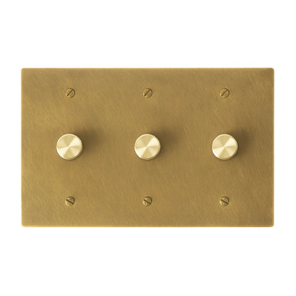 Faylore Vintage Brass 3-Gang Rotary Dimmer Switch