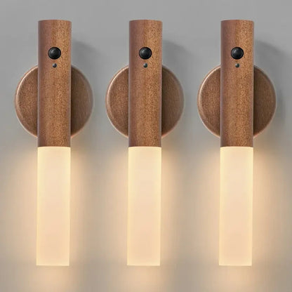 Oakmira Minimalist Wood Motion Sensor Wall Light
