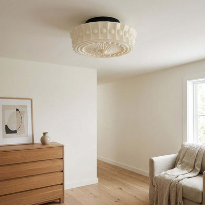Scalloped Milk Glass Ceiling Light
