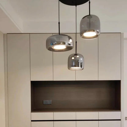 Tinted Glass Drum Pendant Light