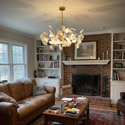 Ceramic Petal Brass Chandelier