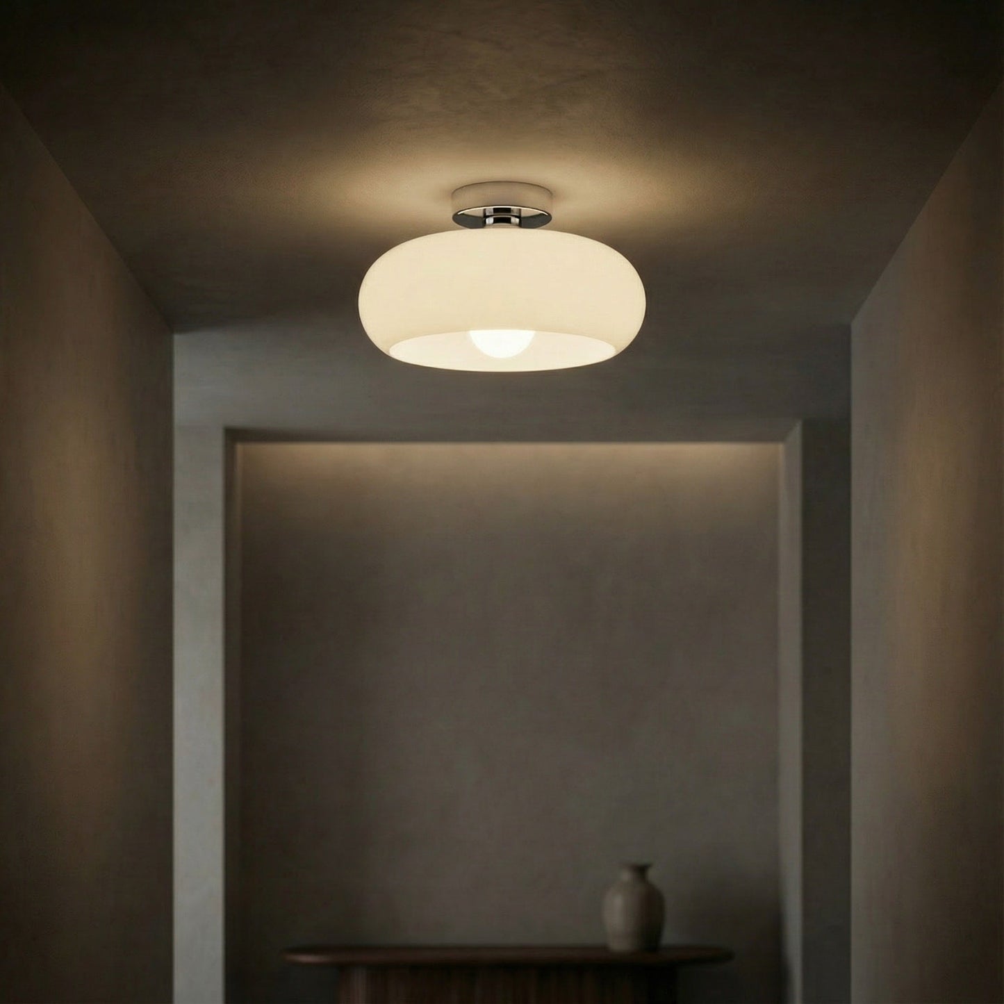 Glossy Glass Semi-Flush Ceiling Light