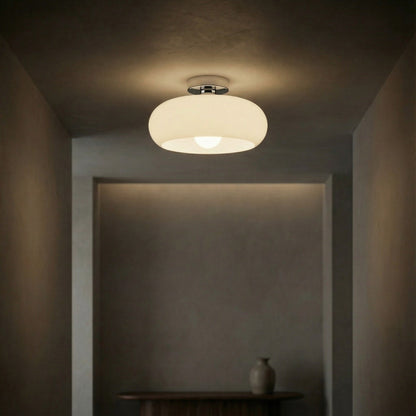 Glossy Glass Semi-Flush Ceiling Light