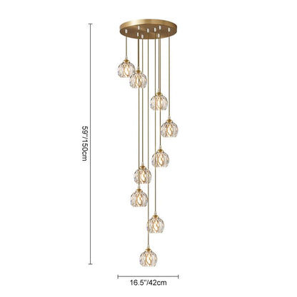 Cascading Crystal Sphere Pendant Light