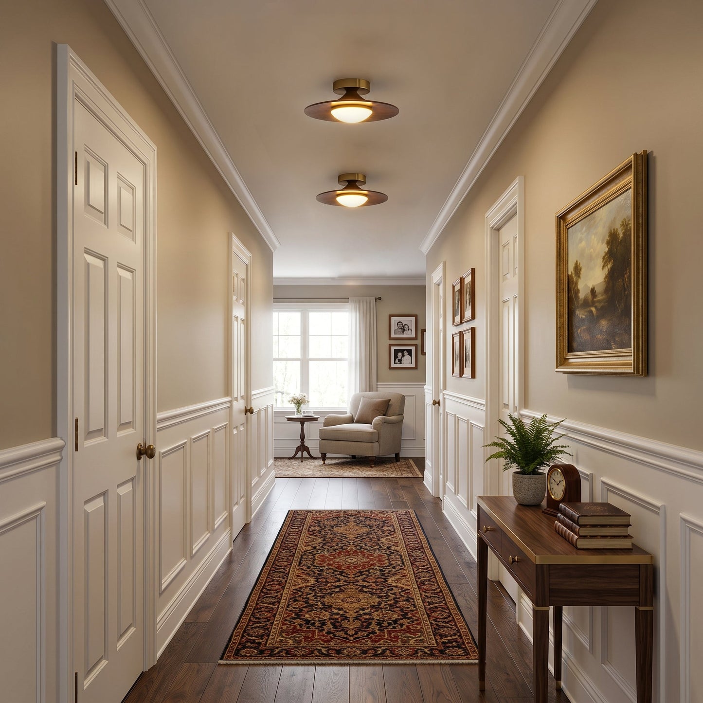 Walnut Saucer Ceiling Light