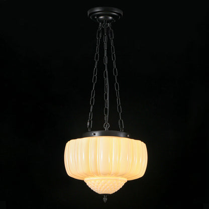 Fluted Milk Glass Pendant Light