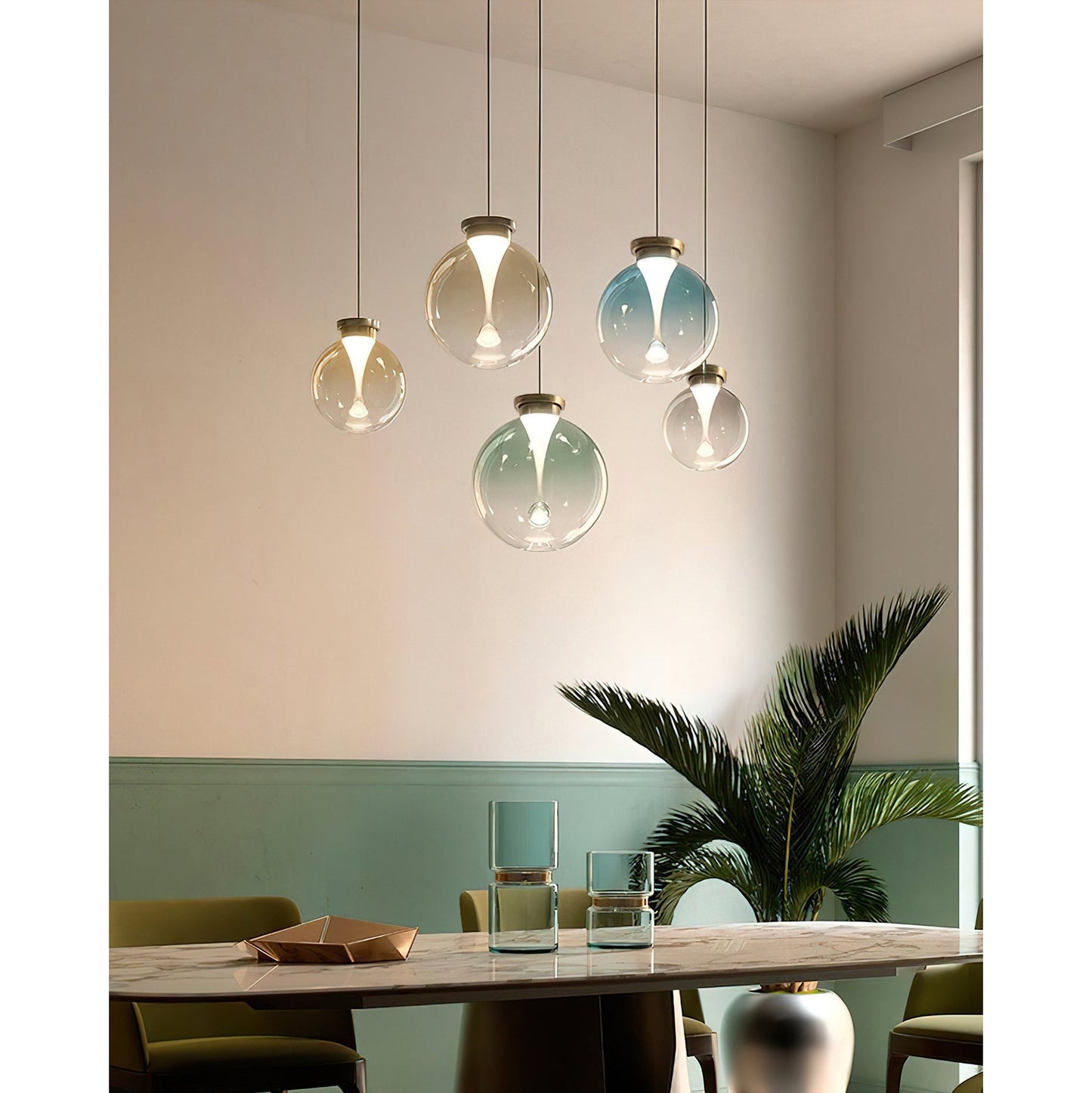 Tinted Glass Globe Pendant Light
