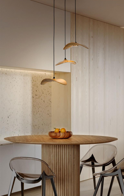 Wavy Wood Leaf Pendant Light