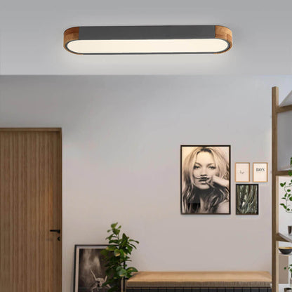 Ovalyn Minimalist Wood Oval LED Ceiling Light