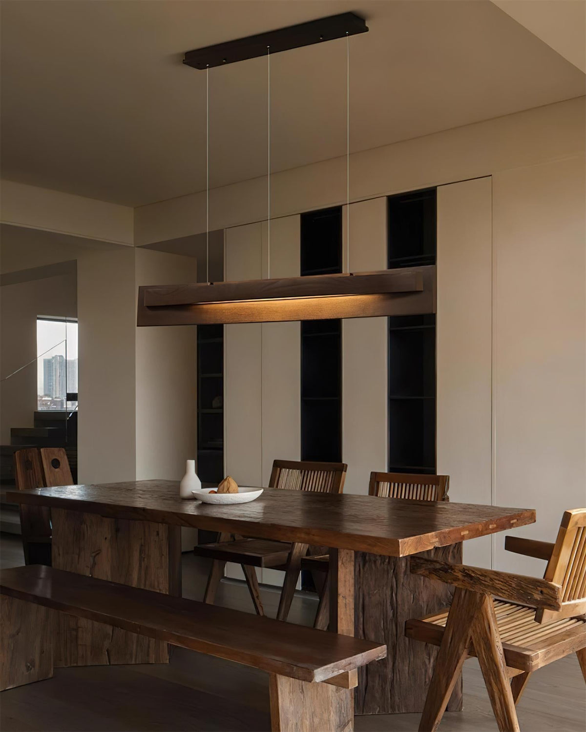 Linear Wood LED Chandelier