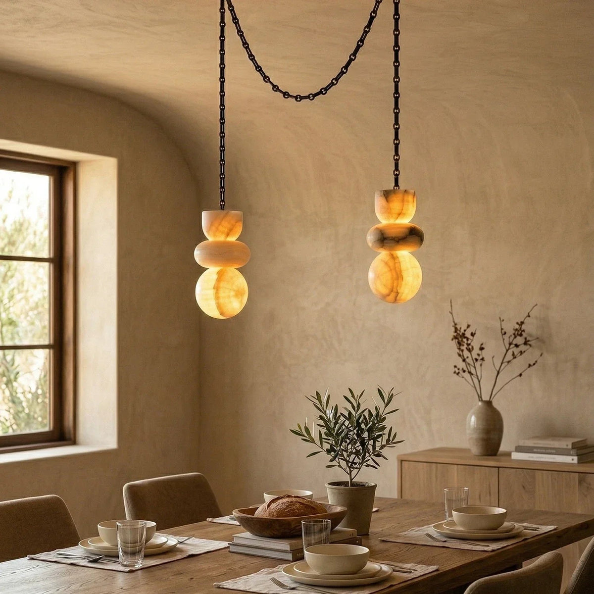 Alabaster Stone Cascade Chandelier