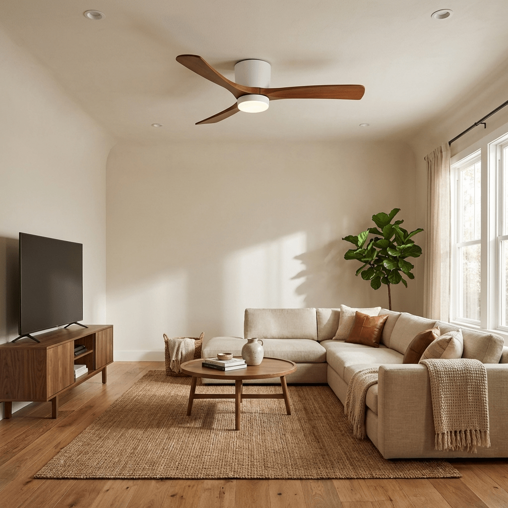 Sycamore Wood Flush Ceiling Fan