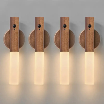Oakmira Minimalist Wood Motion Sensor Wall Light