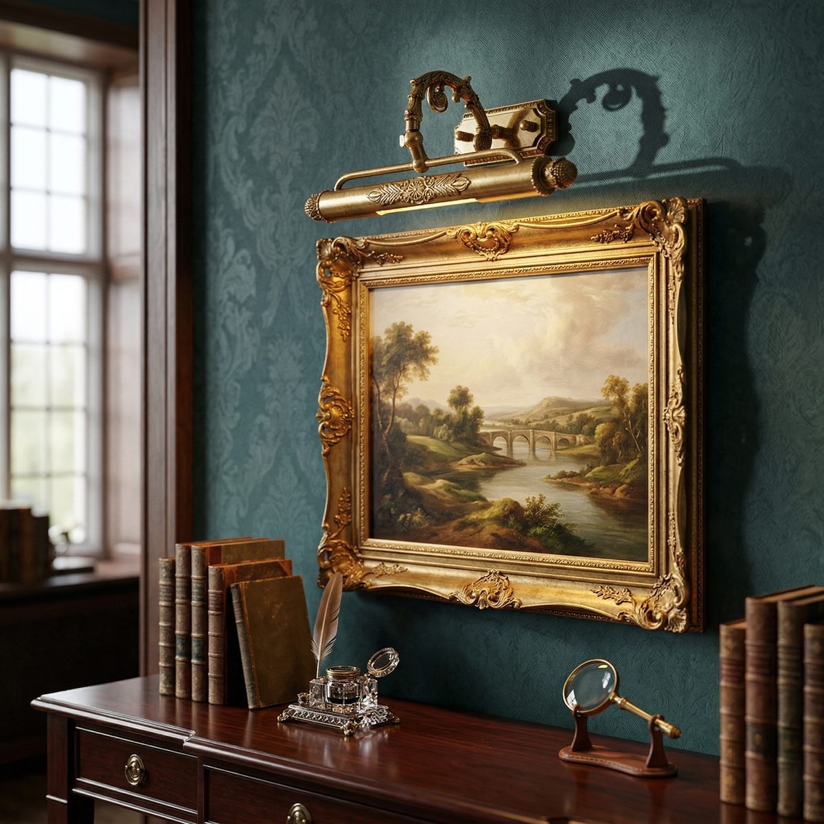 Ornate Brass Picture Wall Light