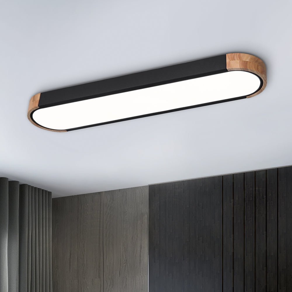 Ovalyn Minimalist Wood Oval LED Ceiling Light