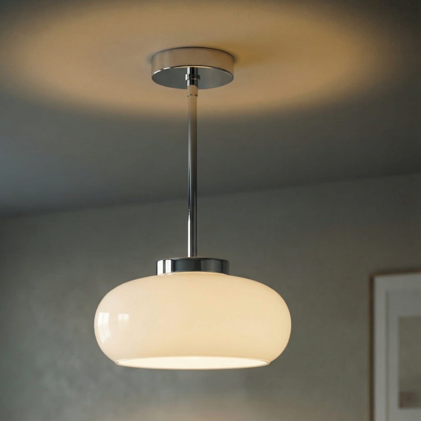 Glossy Glass Semi-Flush Ceiling Light