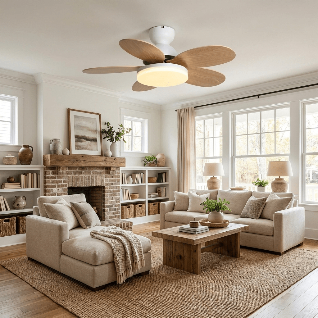Flower Blade Wood Ceiling Fan