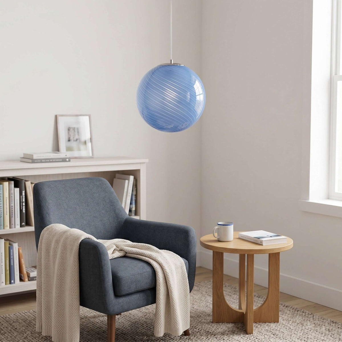 Swirled Glass Globe Pendant Light