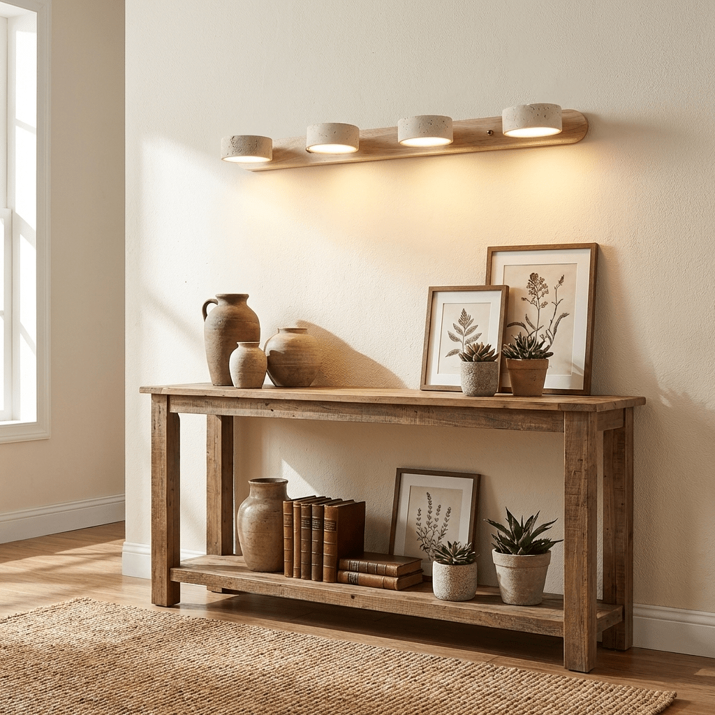 Travertine Wood Vanity Wall Light