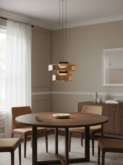 Stacked Glass Disc Pendant Light