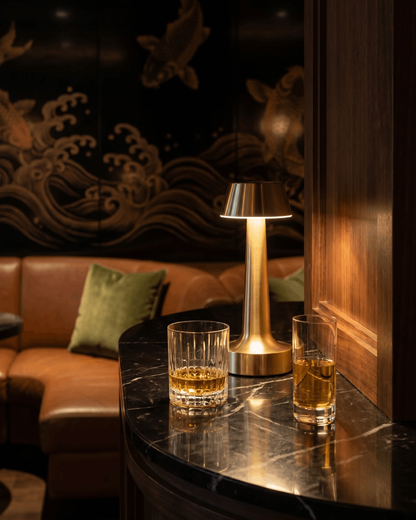 Conical Brass Cordless Table Lamp