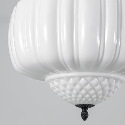 Fluted Milk Glass Pendant Light