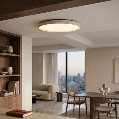 Walnut Travertine Disc Ceiling Light