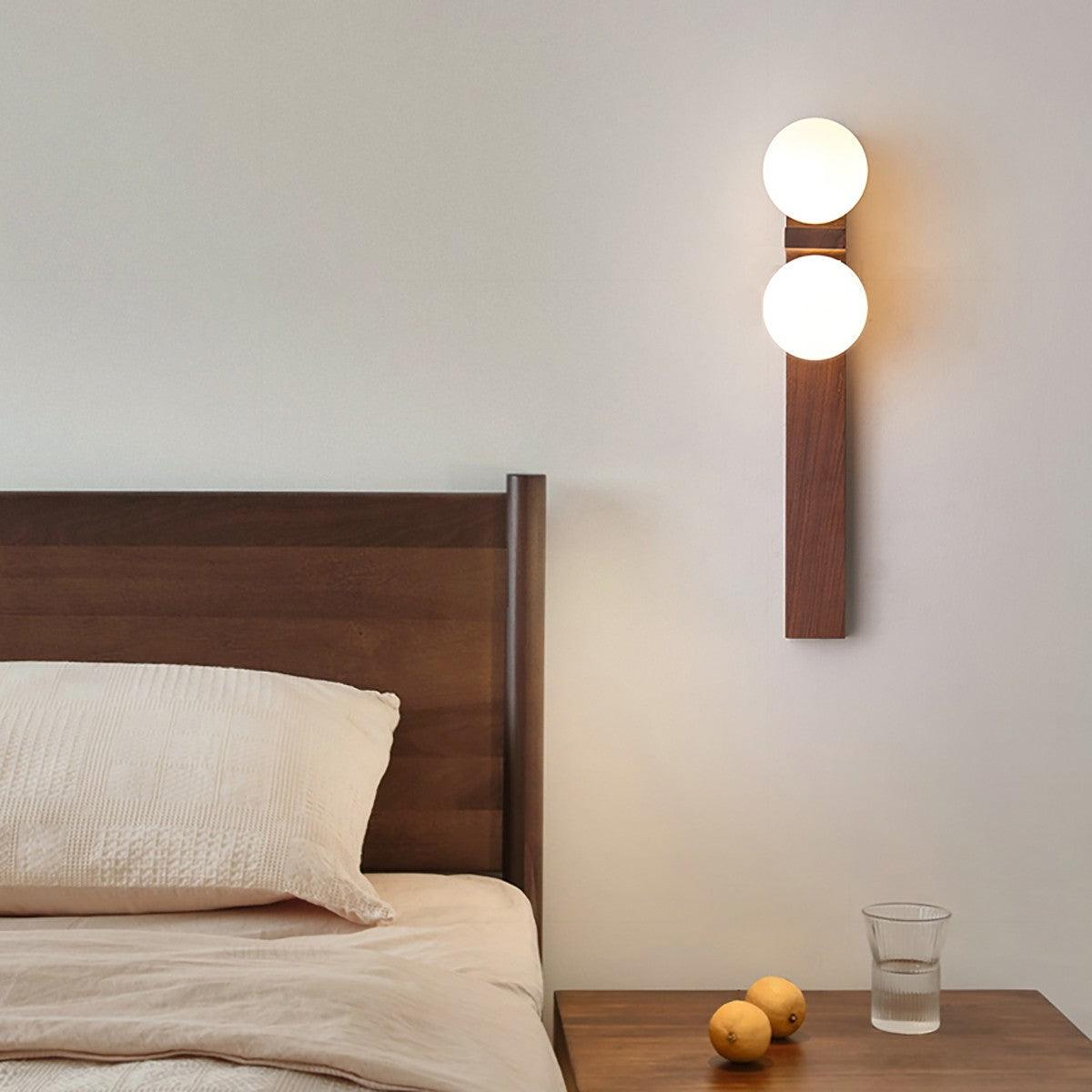 Wood Double Globe Wall Light