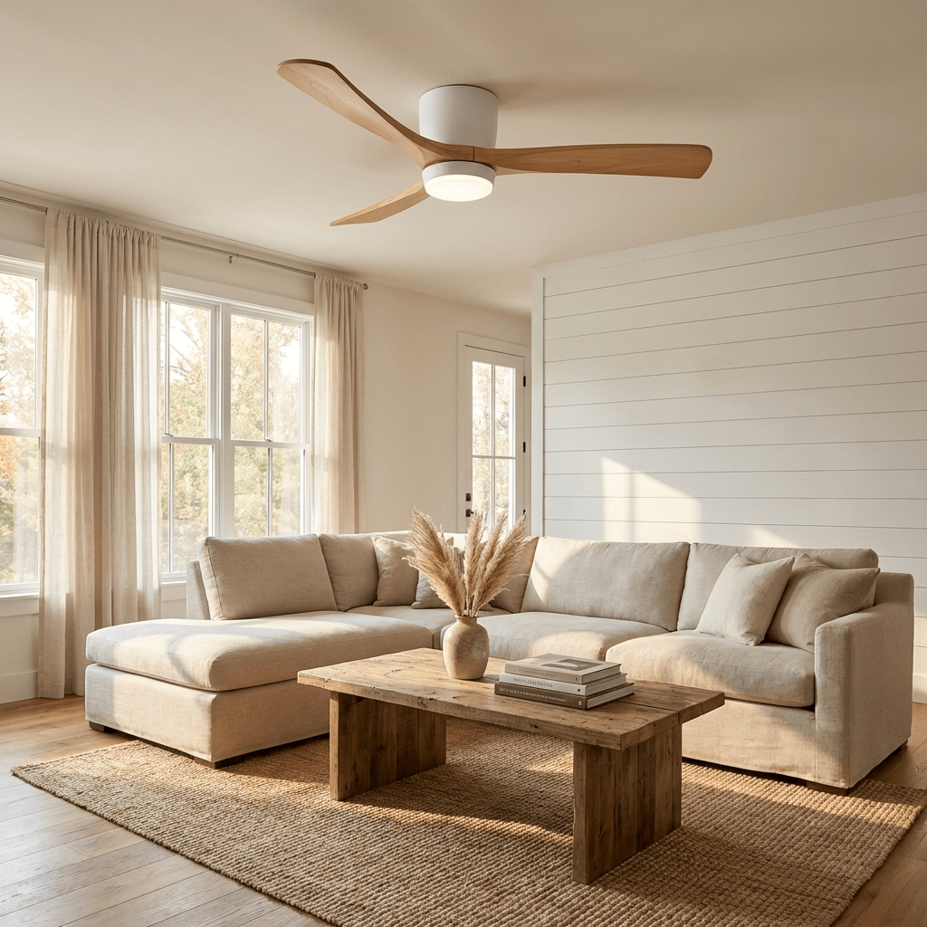 Sycamore Wood Flush Ceiling Fan