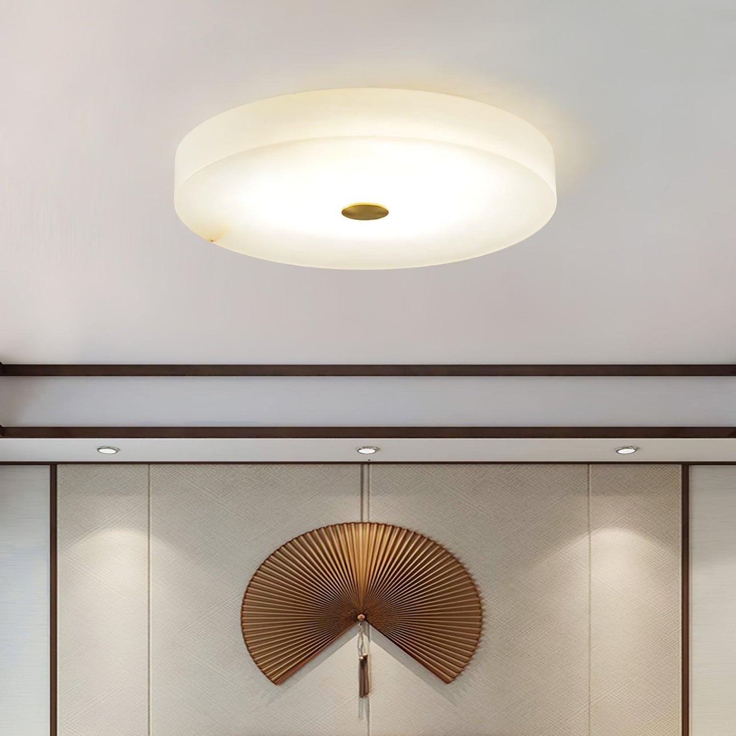 Alabaster Drum Flush Ceiling Light