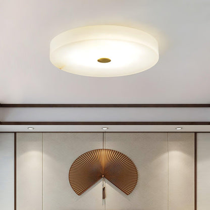 Alabaster Drum Flush Ceiling Light