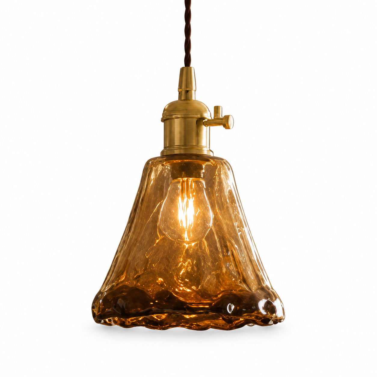 Vintage Brass Amber Pendant Light