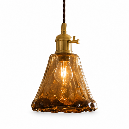 Vintage Brass Amber Pendant Light
