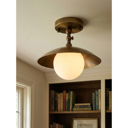 Brass Dome Semi-Flush Ceiling Light