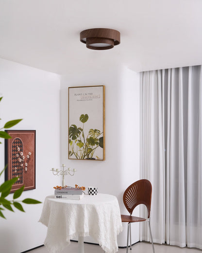 Walnut Spiral Ring Ceiling Light