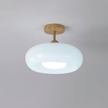 Oval Glass Wood Ceiling Light
