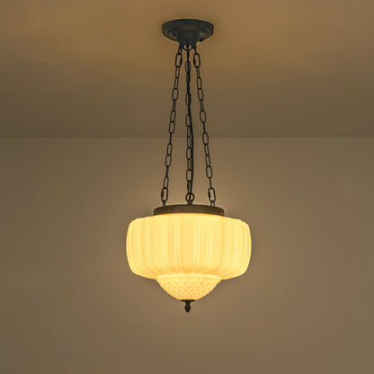 Fluted Milk Glass Pendant Light