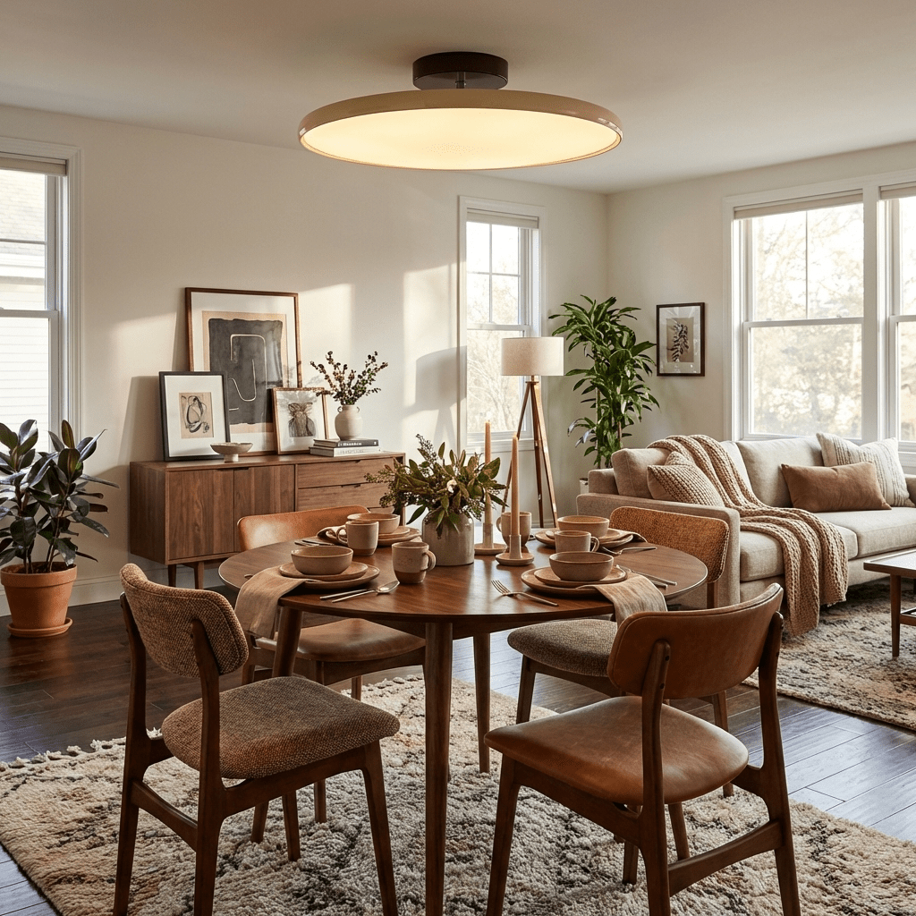 Round Wood Swivel Ceiling Light