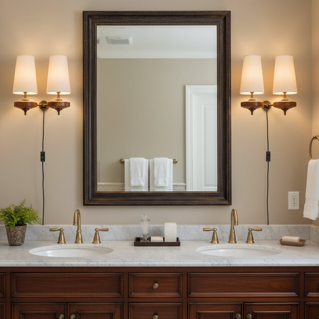 Walnut Brass Plug-In Wall Light