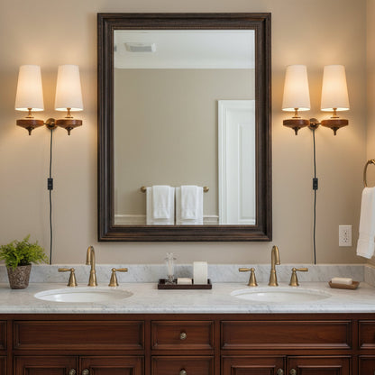 Walnut Brass Plug-In Wall Light