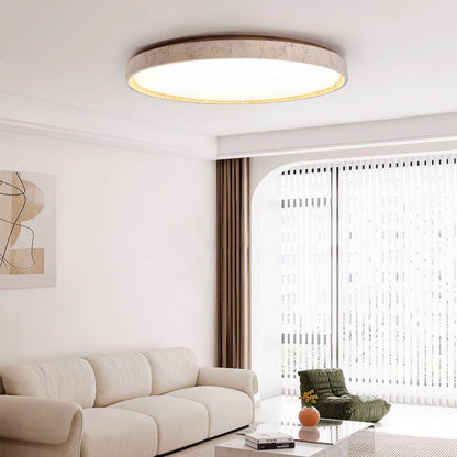 Walnut Travertine Disc Ceiling Light