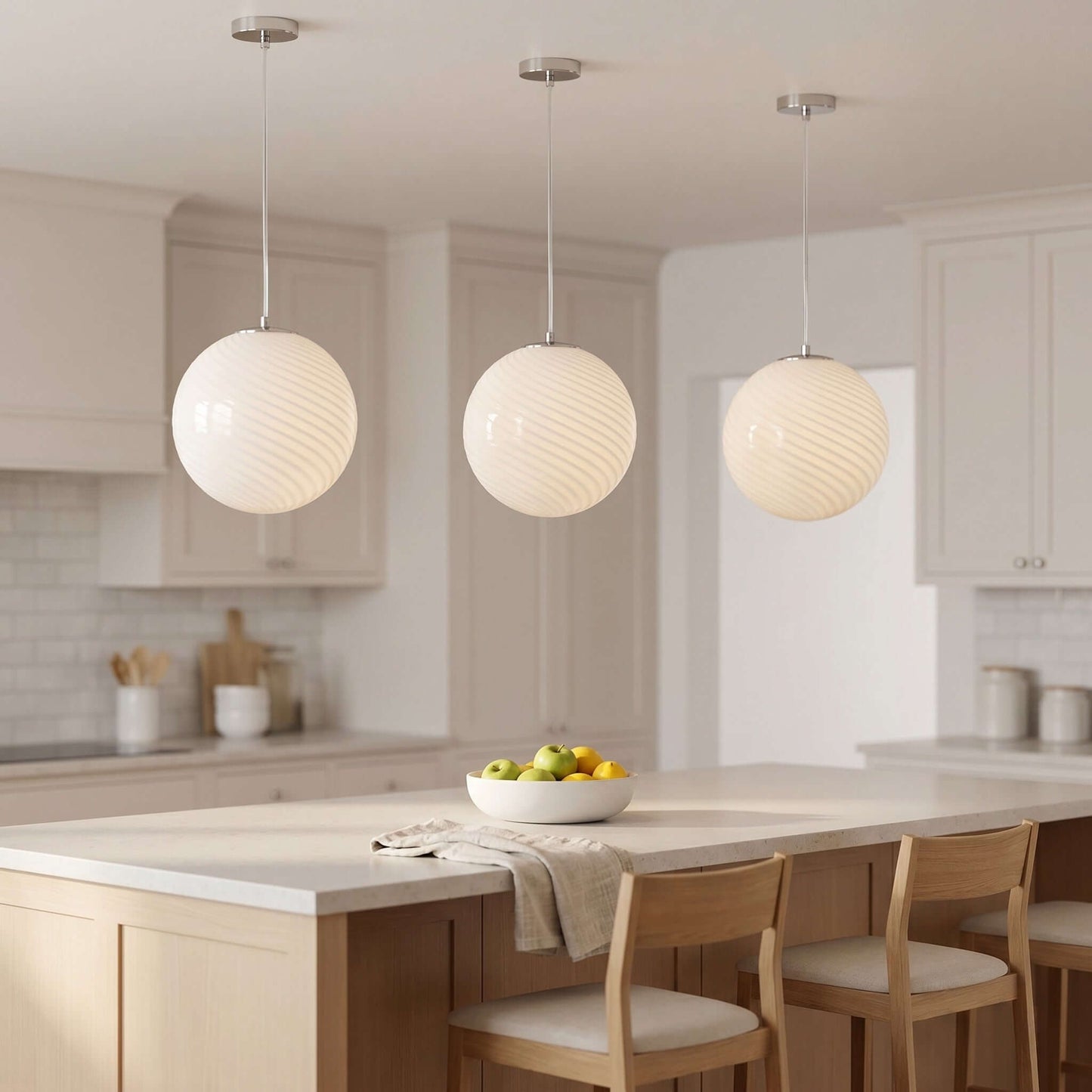 Swirled Glass Globe Pendant Light