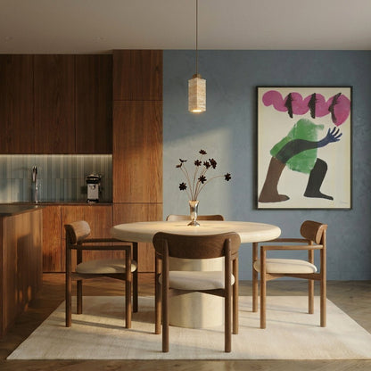 Slim Travertine Wood Pendant Light